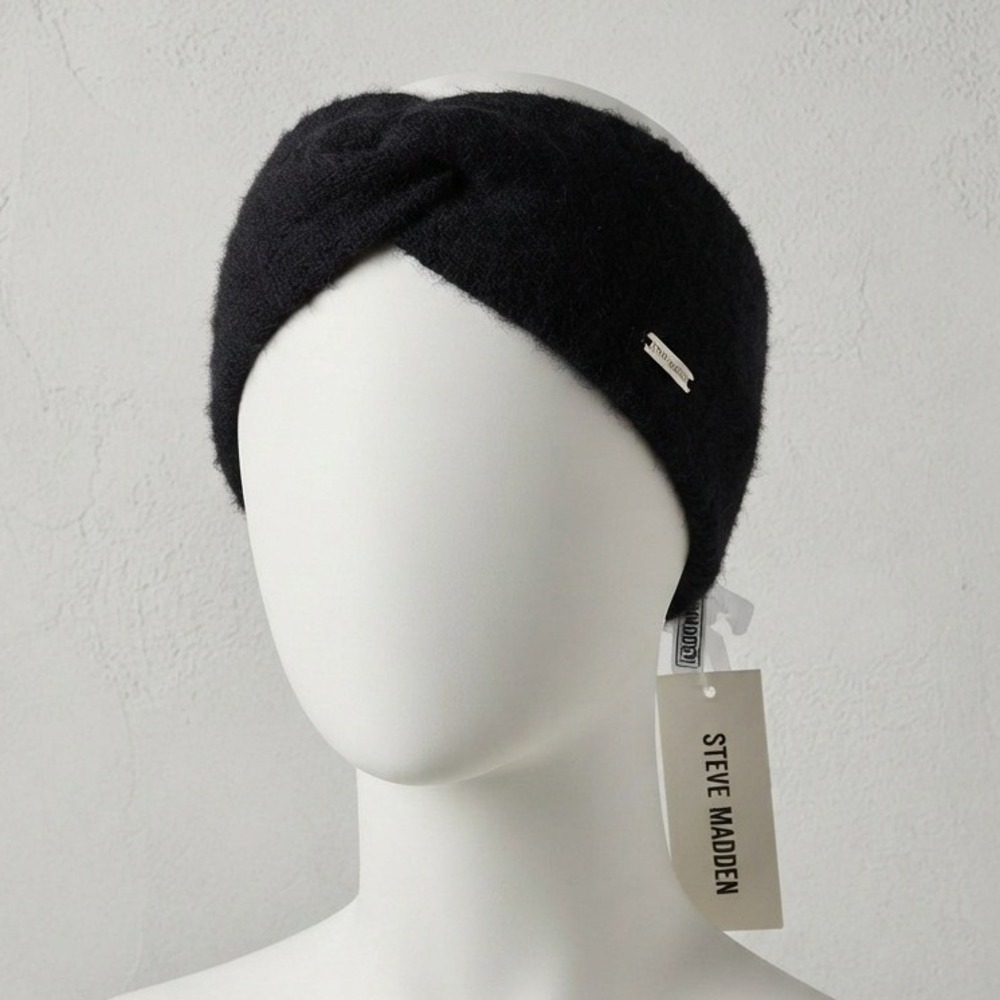 Steve Madden Black Knit Twisted Headband Ear Warmer NWT